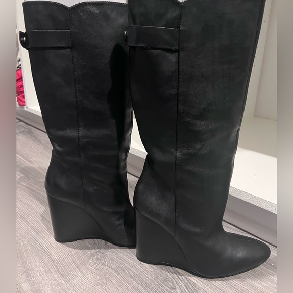 Zara genuine leather black wedge boots - Picture 6 of 15